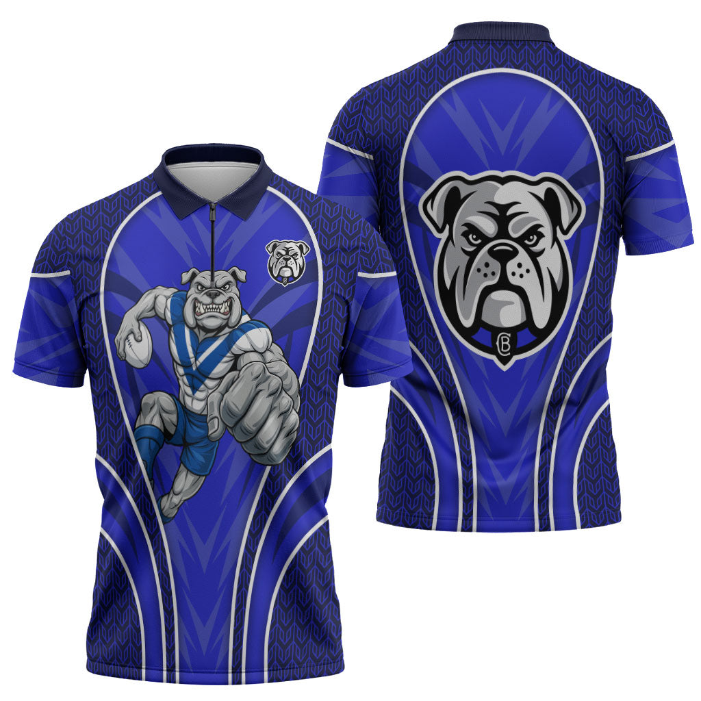 Canterbury Bankstown Bulldogs Rugby Mascot Zipper Polo Shirt Australian Rugby Culture - Tribal Inspired Bulldog