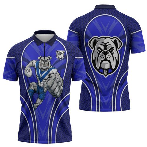 Canterbury Bankstown Bulldogs Rugby Mascot Zipper Polo Shirt Australian Rugby Culture - Tribal Inspired Bulldog