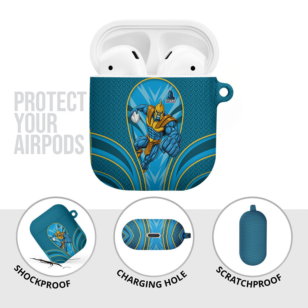 Gold Coast Titans Rugby Mascot AirPods Case Australian Rugby Culture - Tribal Inspired Warrior Titan
