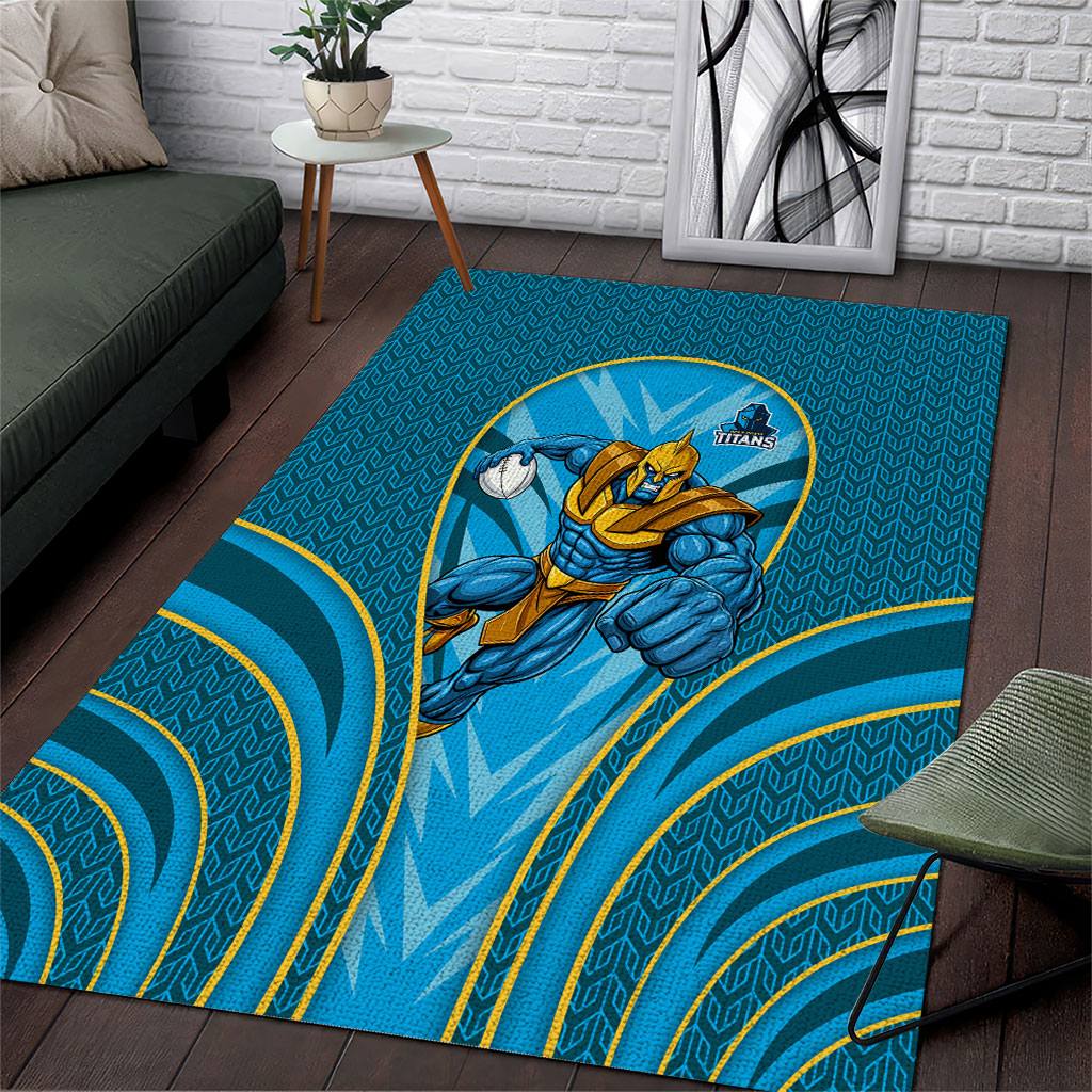 Gold Coast Titans Rugby Mascot Area Rug Australian Rugby Culture - Tribal Inspired Warrior Titan