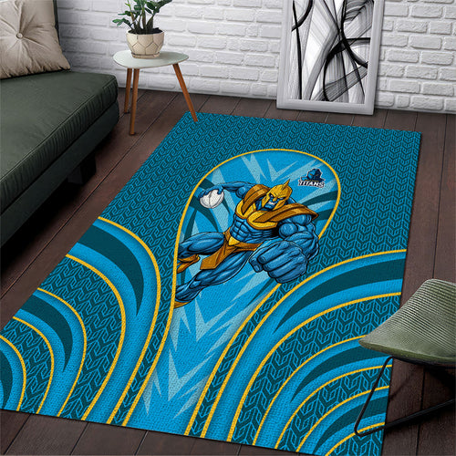 Gold Coast Titans Rugby Mascot Area Rug Australian Rugby Culture - Tribal Inspired Warrior Titan