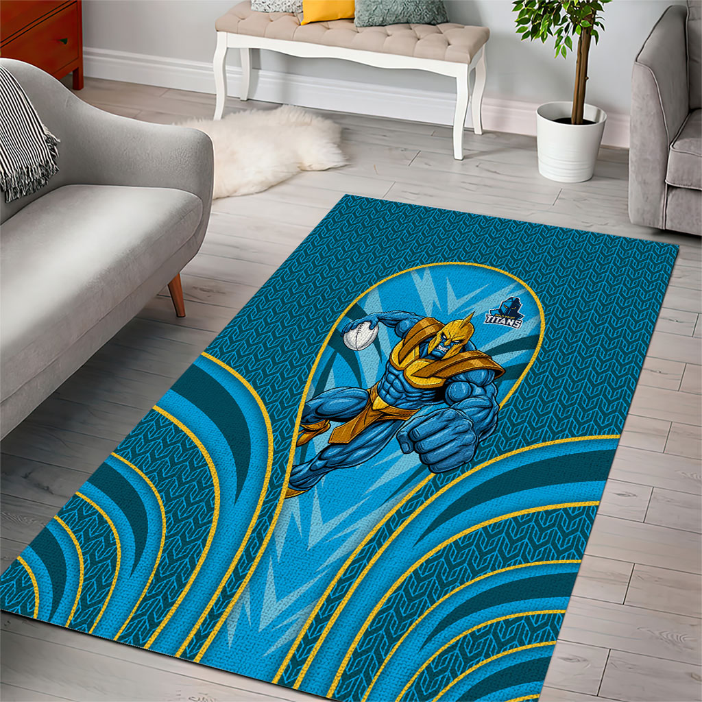 Gold Coast Titans Rugby Mascot Area Rug Australian Rugby Culture - Tribal Inspired Warrior Titan