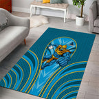 Gold Coast Titans Rugby Mascot Area Rug Australian Rugby Culture - Tribal Inspired Warrior Titan
