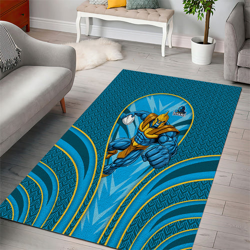 Gold Coast Titans Rugby Mascot Area Rug Australian Rugby Culture - Tribal Inspired Warrior Titan