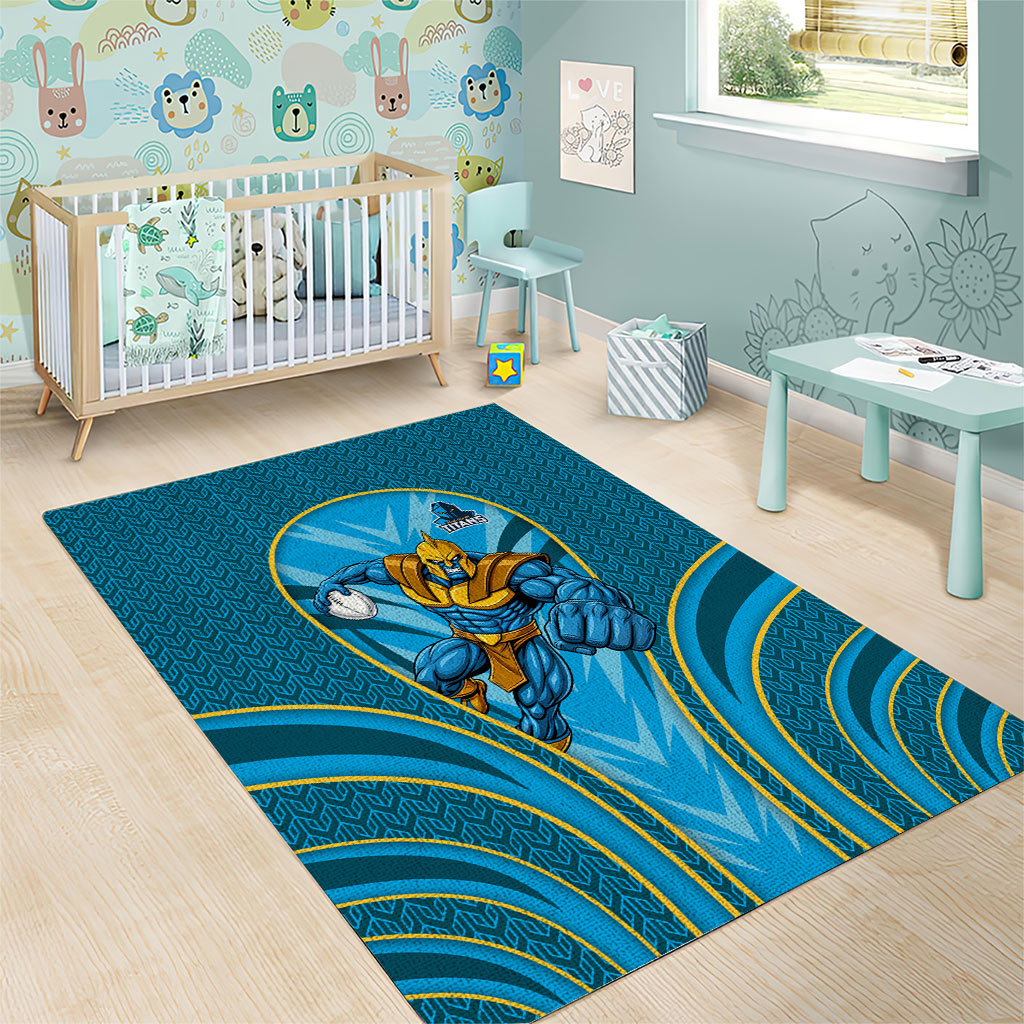 Gold Coast Titans Rugby Mascot Area Rug Australian Rugby Culture - Tribal Inspired Warrior Titan