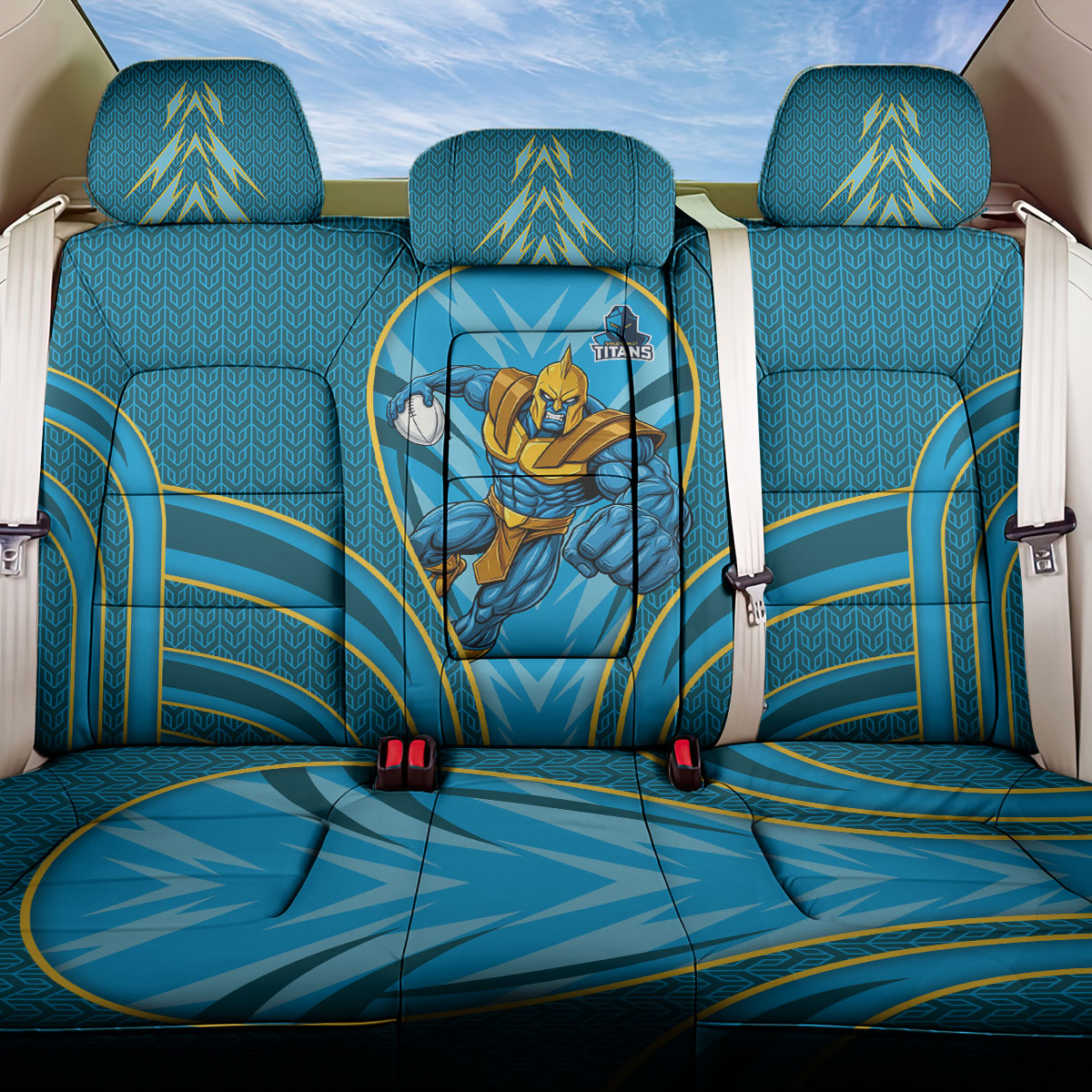 Gold Coast Titans Rugby Mascot Back Car Seat Cover Australian Rugby Culture - Tribal Inspired Warrior Titan