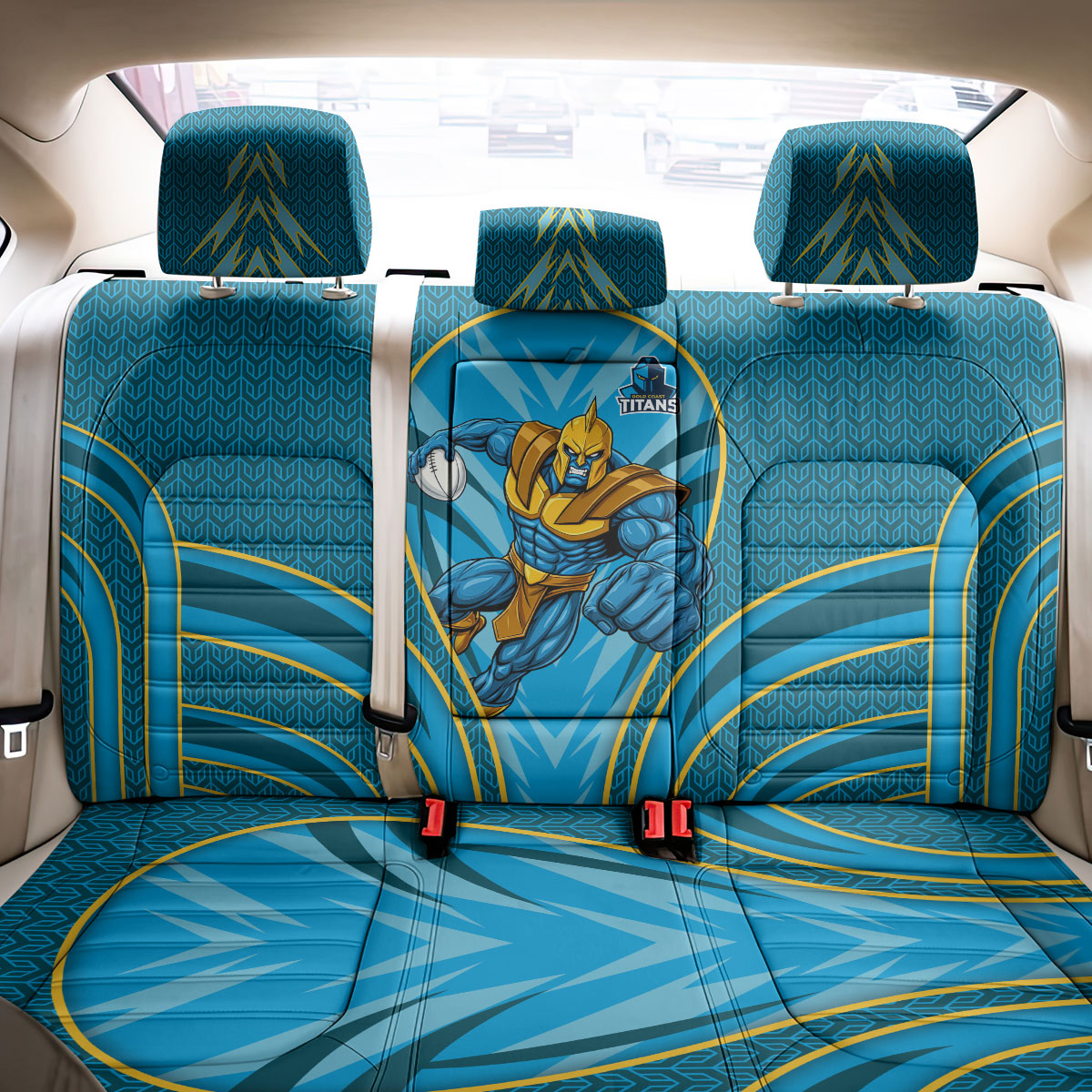 Gold Coast Titans Rugby Mascot Back Car Seat Cover Australian Rugby Culture - Tribal Inspired Warrior Titan