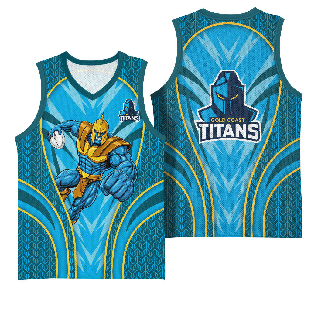 Gold Coast Titans Rugby Mascot Basketball Jersey Australian Rugby Culture - Tribal Inspired Warrior Titan