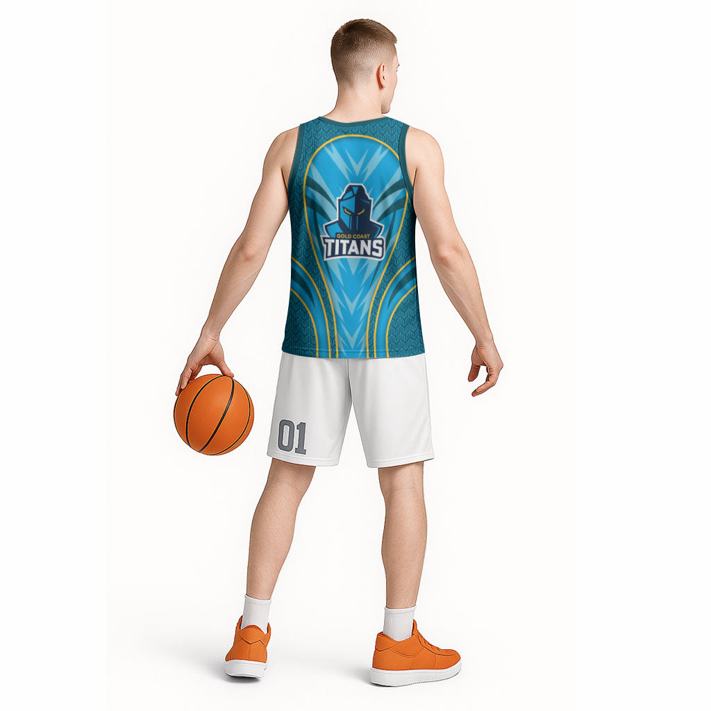 Gold Coast Titans Rugby Mascot Basketball Jersey Australian Rugby Culture - Tribal Inspired Warrior Titan