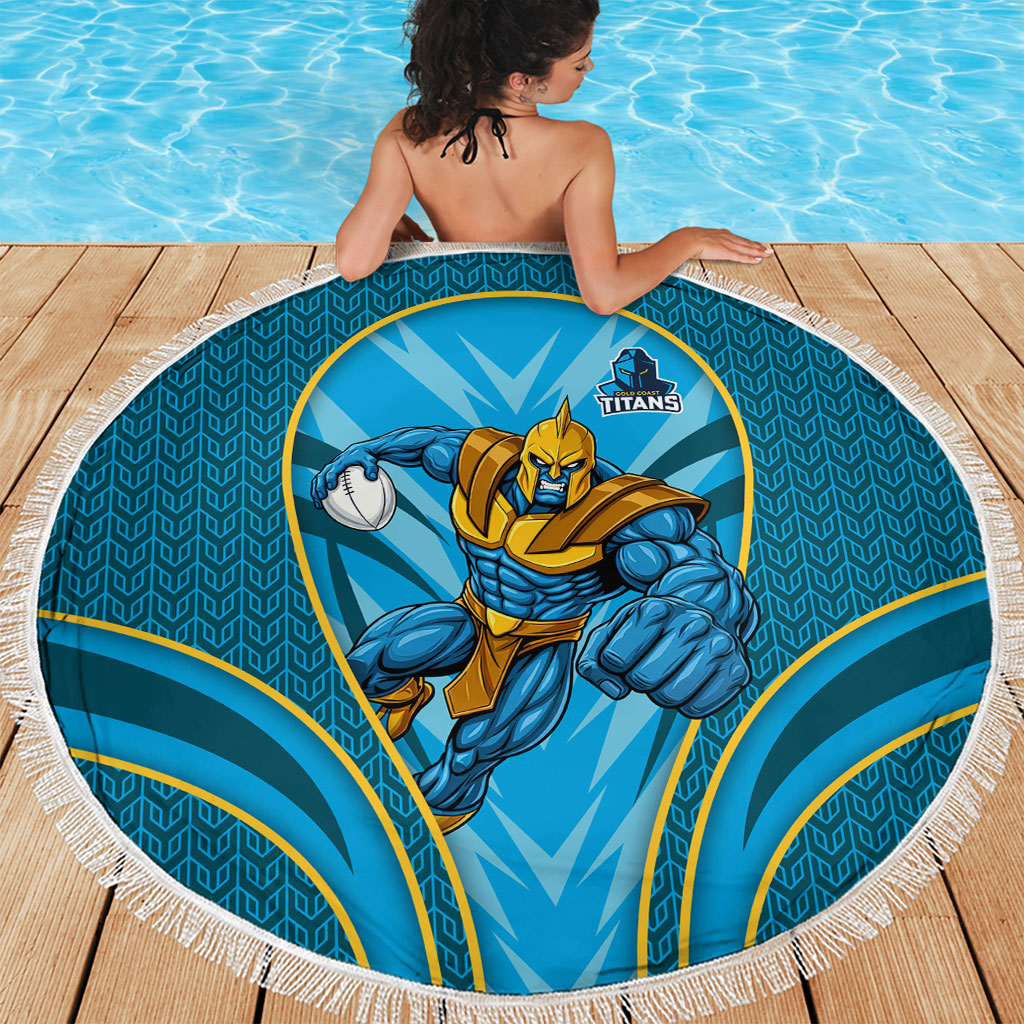 Gold Coast Titans Rugby Mascot Beach Blanket Australian Rugby Culture - Tribal Inspired Warrior Titan