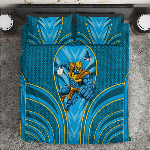 Gold Coast Titans Rugby Mascot Bedding Set Australian Rugby Culture - Tribal Inspired Warrior Titan