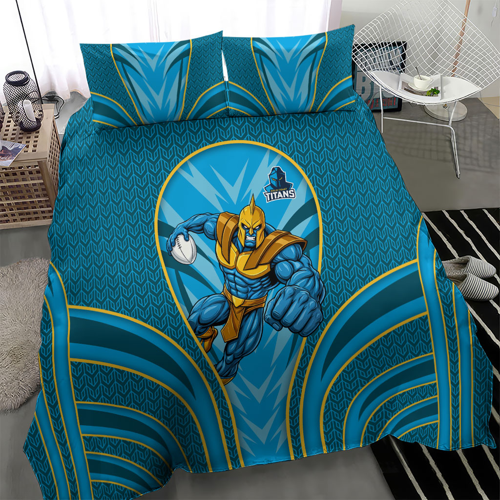 Gold Coast Titans Rugby Mascot Bedding Set Australian Rugby Culture - Tribal Inspired Warrior Titan
