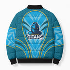 Gold Coast Titans Rugby Mascot Bomber Puffer Jacket Australian Rugby Culture - Tribal Inspired Warrior Titan