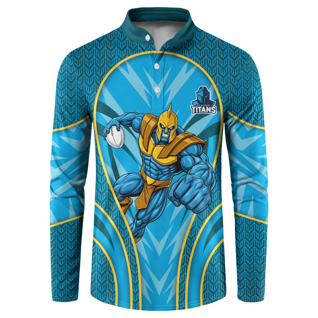 Gold Coast Titans Rugby Mascot Button Sweatshirt Australian Rugby Culture - Tribal Inspired Warrior Titan