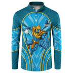 Gold Coast Titans Rugby Mascot Button Sweatshirt Australian Rugby Culture - Tribal Inspired Warrior Titan