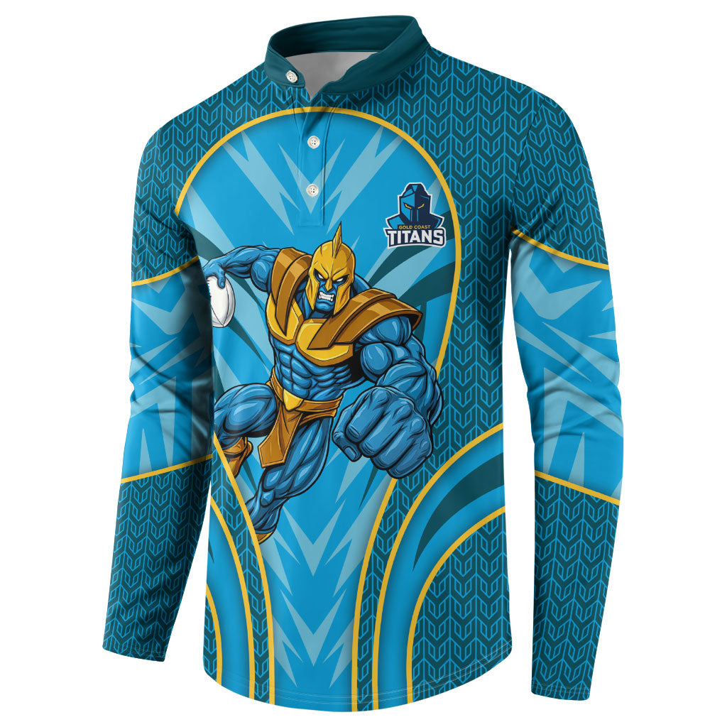 Gold Coast Titans Rugby Mascot Button Sweatshirt Australian Rugby Culture - Tribal Inspired Warrior Titan
