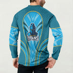 Gold Coast Titans Rugby Mascot Button Sweatshirt Australian Rugby Culture - Tribal Inspired Warrior Titan