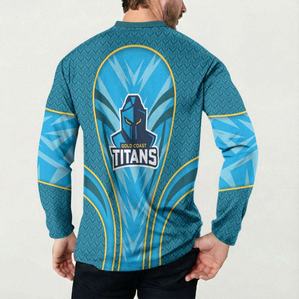 Gold Coast Titans Rugby Mascot Button Sweatshirt Australian Rugby Culture - Tribal Inspired Warrior Titan