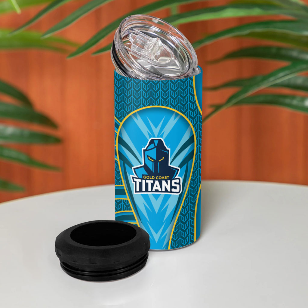 Gold Coast Titans Rugby Mascot 4 in 1 Can Cooler Tumbler Australian Rugby Culture - Tribal Inspired Warrior Titan