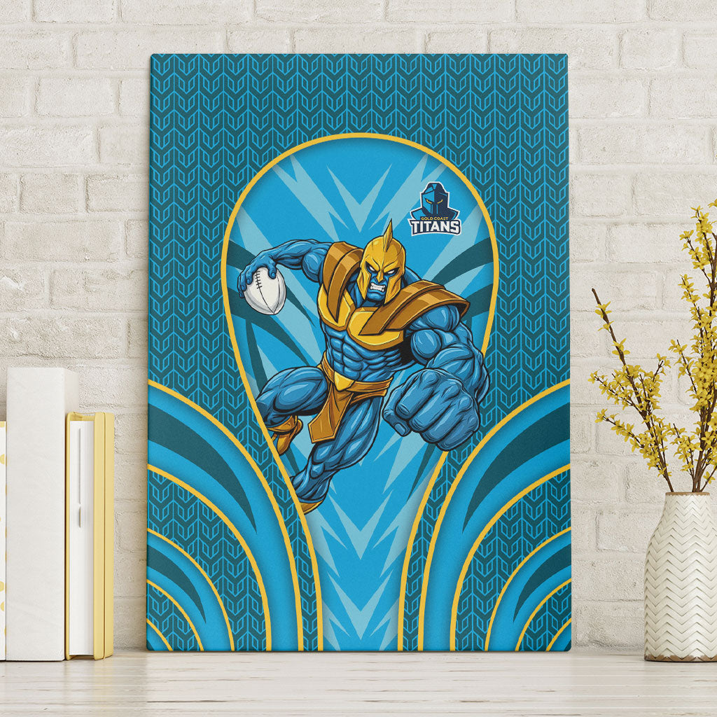 Gold Coast Titans Rugby Mascot Canvas Wall Art Australian Rugby Culture - Tribal Inspired Warrior Titan