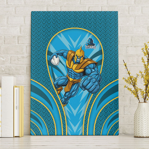 Gold Coast Titans Rugby Mascot Canvas Wall Art Australian Rugby Culture - Tribal Inspired Warrior Titan
