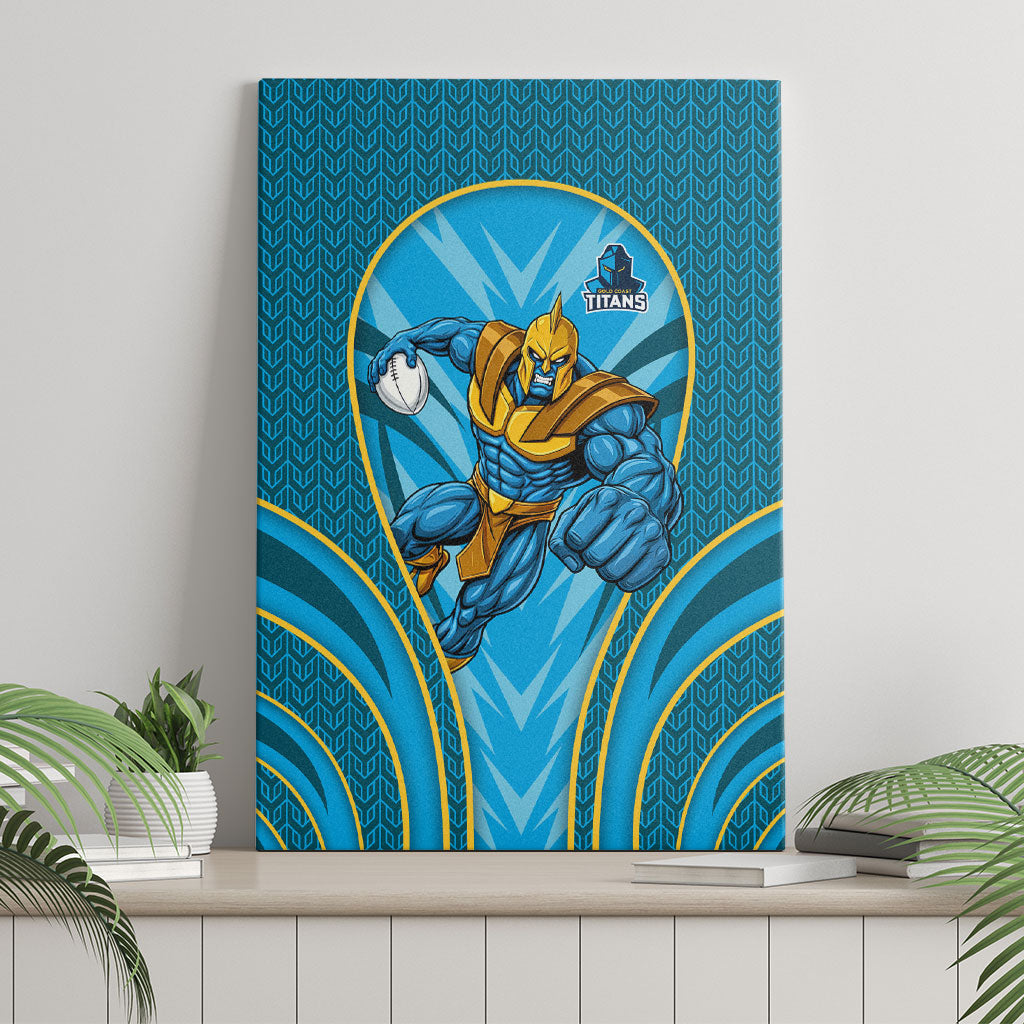 Gold Coast Titans Rugby Mascot Canvas Wall Art Australian Rugby Culture - Tribal Inspired Warrior Titan