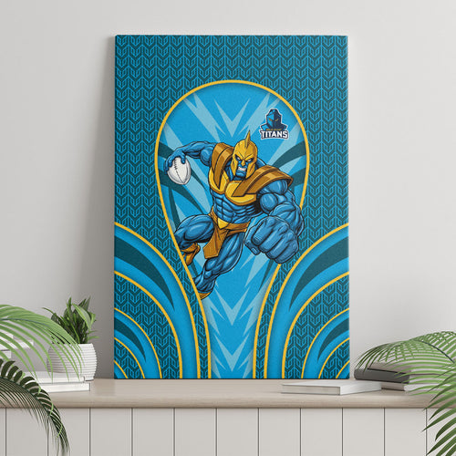 Gold Coast Titans Rugby Mascot Canvas Wall Art Australian Rugby Culture - Tribal Inspired Warrior Titan