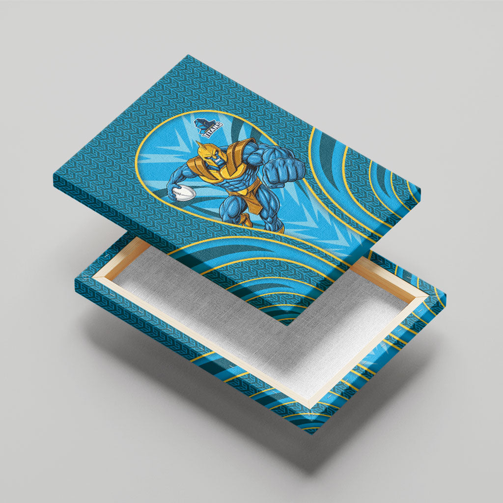 Gold Coast Titans Rugby Mascot Canvas Wall Art Australian Rugby Culture - Tribal Inspired Warrior Titan