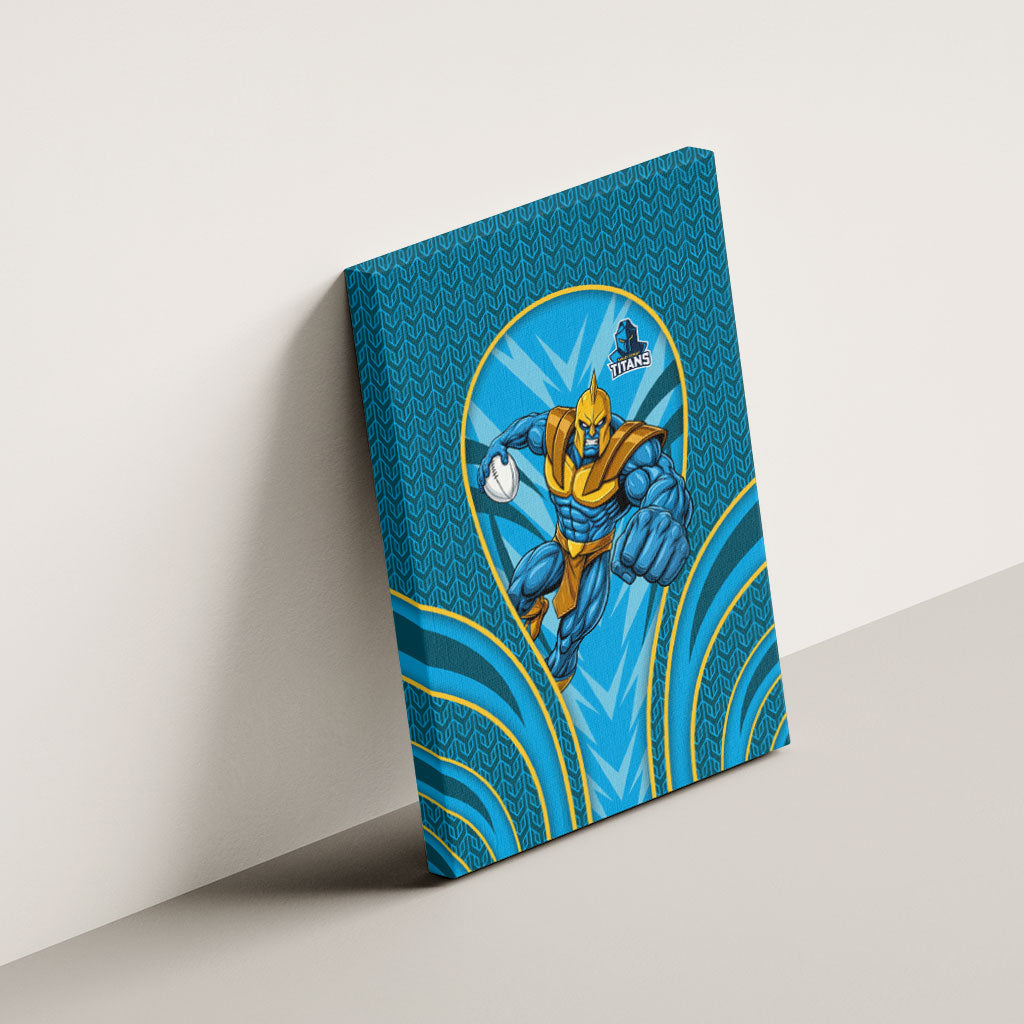Gold Coast Titans Rugby Mascot Canvas Wall Art Australian Rugby Culture - Tribal Inspired Warrior Titan