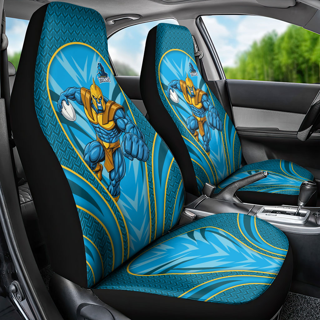 Gold Coast Titans Rugby Mascot Car Seat Cover Australian Rugby Culture - Tribal Inspired Warrior Titan