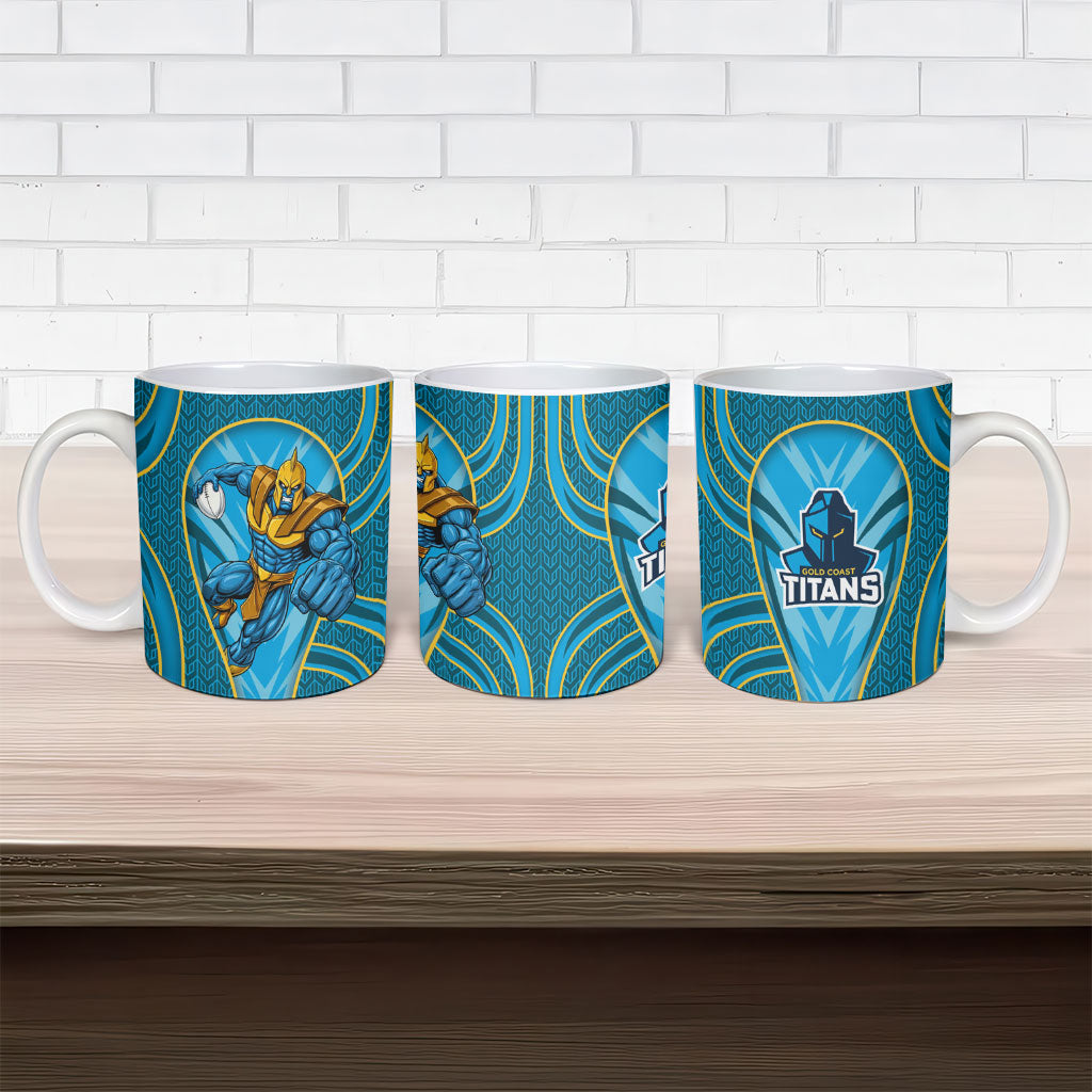Gold Coast Titans Rugby Mascot Ceramic Mug Australian Rugby Culture - Tribal Inspired Warrior Titan