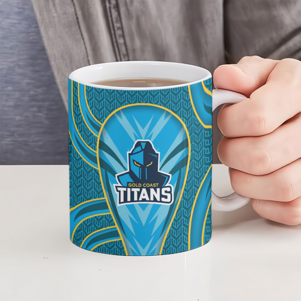 Gold Coast Titans Rugby Mascot Ceramic Mug Australian Rugby Culture - Tribal Inspired Warrior Titan