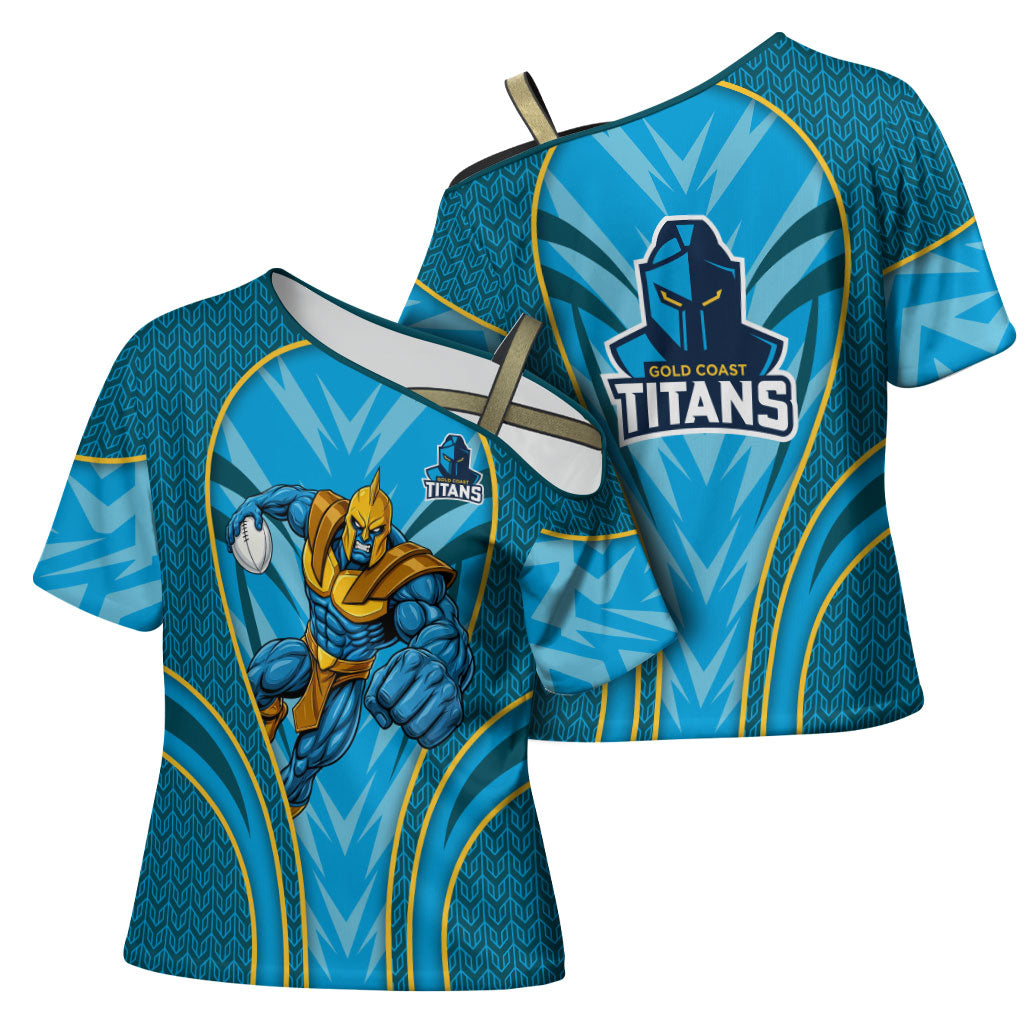 Gold Coast Titans Rugby Mascot Cross Shoulder Shirt Australian Rugby Culture - Tribal Inspired Warrior Titan