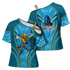 Gold Coast Titans Rugby Mascot Cross Shoulder Shirt Australian Rugby Culture - Tribal Inspired Warrior Titan
