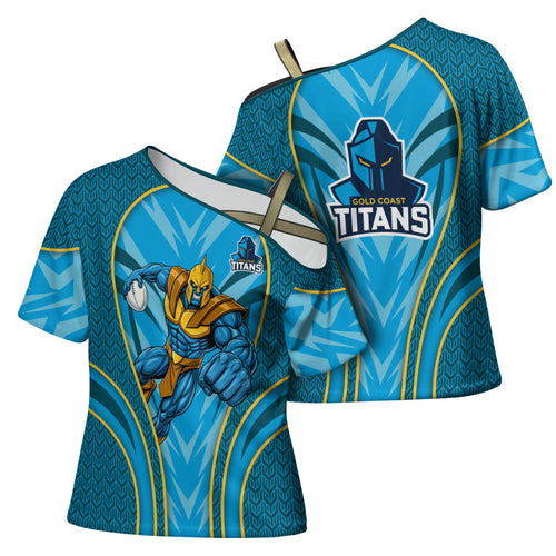 Gold Coast Titans Rugby Mascot Cross Shoulder Shirt Australian Rugby Culture - Tribal Inspired Warrior Titan