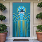 Gold Coast Titans Rugby Mascot Door Cover Australian Rugby Culture - Tribal Inspired Warrior Titan