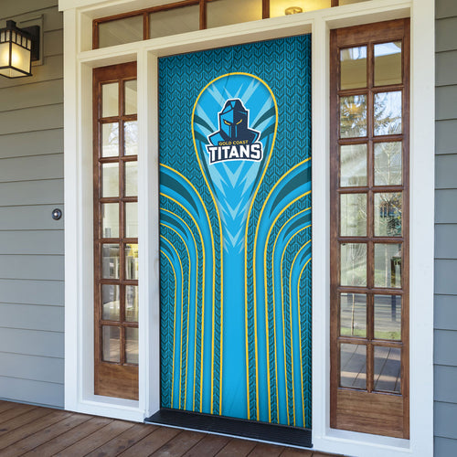 Gold Coast Titans Rugby Mascot Door Cover Australian Rugby Culture - Tribal Inspired Warrior Titan