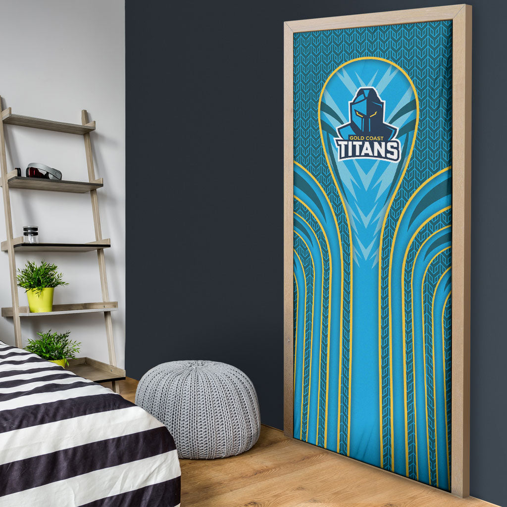 Gold Coast Titans Rugby Mascot Door Cover Australian Rugby Culture - Tribal Inspired Warrior Titan