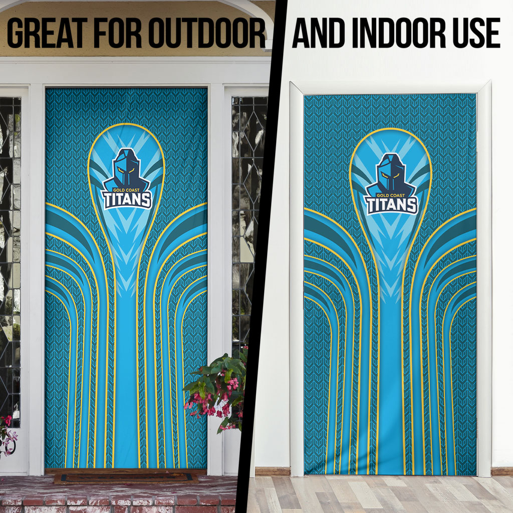 Gold Coast Titans Rugby Mascot Door Cover Australian Rugby Culture - Tribal Inspired Warrior Titan