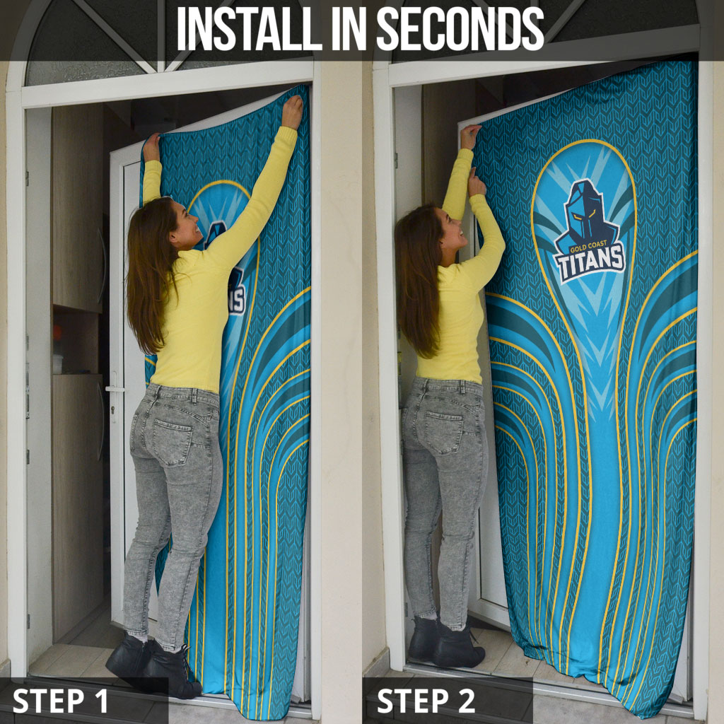 Gold Coast Titans Rugby Mascot Door Cover Australian Rugby Culture - Tribal Inspired Warrior Titan
