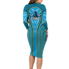 Gold Coast Titans Rugby Mascot Family Matching Long Sleeve Bodycon Dress and Hawaiian Shirt Australian Rugby Culture - Tribal Inspired Warrior Titan