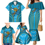 Gold Coast Titans Rugby Mascot Family Matching Mermaid Dress and Hawaiian Shirt Australian Rugby Culture - Tribal Inspired Warrior Titan