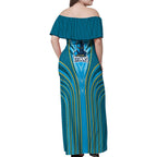 Gold Coast Titans Rugby Mascot Family Matching Off Shoulder Maxi Dress and Hawaiian Shirt Australian Rugby Culture - Tribal Inspired Warrior Titan