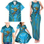 Gold Coast Titans Rugby Mascot Family Matching Tank Maxi Dress and Hawaiian Shirt Australian Rugby Culture - Tribal Inspired Warrior Titan