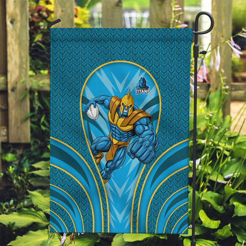 Gold Coast Titans Rugby Mascot Garden Flag Australian Rugby Culture - Tribal Inspired Warrior Titan