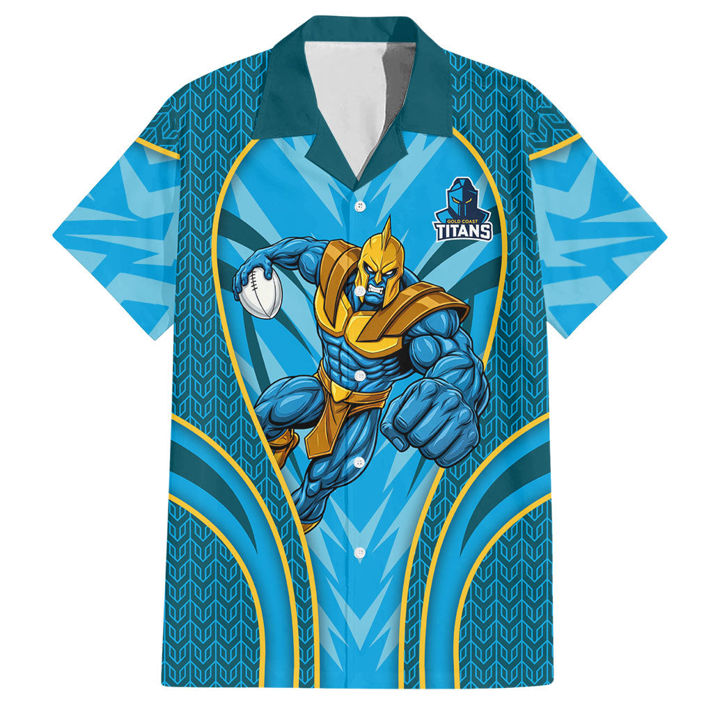Gold Coast Titans Rugby Mascot Hawaiian Shirt Australian Rugby Culture - Tribal Inspired Warrior Titan