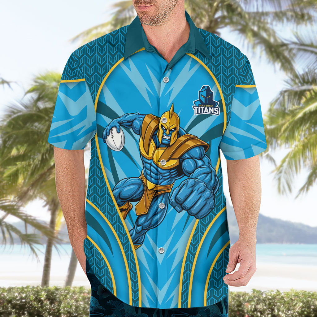 Gold Coast Titans Rugby Mascot Hawaiian Shirt Australian Rugby Culture - Tribal Inspired Warrior Titan