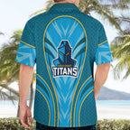 Gold Coast Titans Rugby Mascot Hawaiian Shirt Australian Rugby Culture - Tribal Inspired Warrior Titan