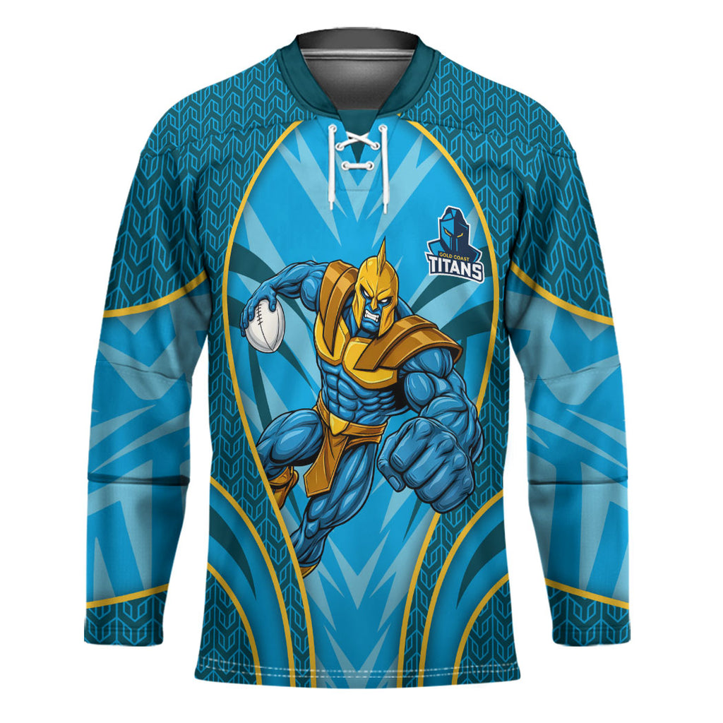 Gold Coast Titans Rugby Mascot Hockey Jersey Australian Rugby Culture - Tribal Inspired Warrior Titan