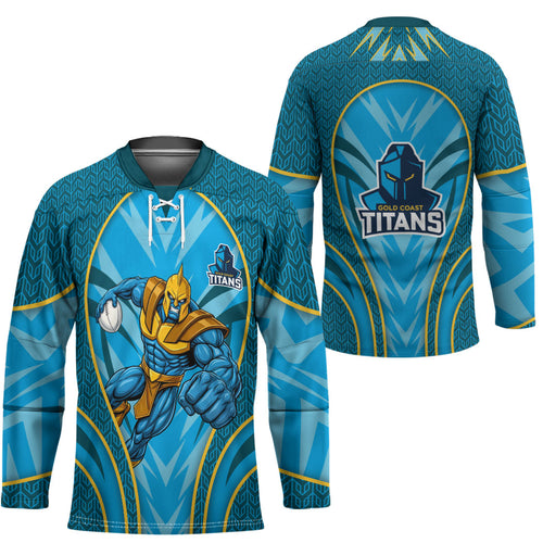 Gold Coast Titans Rugby Mascot Hockey Jersey Australian Rugby Culture - Tribal Inspired Warrior Titan